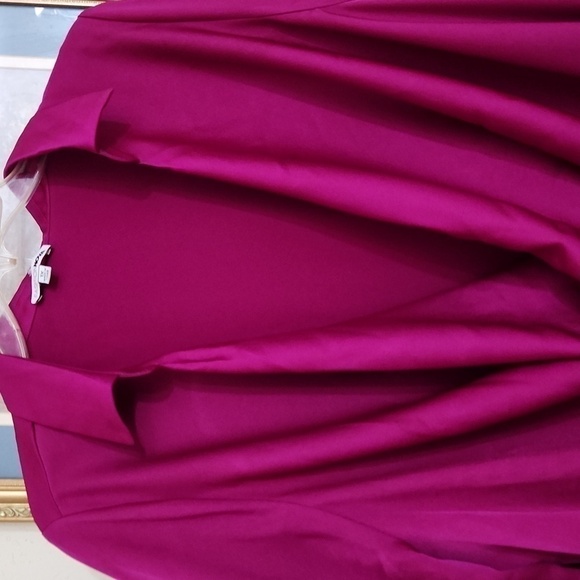 Sexy! Magenta Satin Wrap Dress Deep Neckline Romantic Date Night Concert Y2k - Picture 5 of 12
